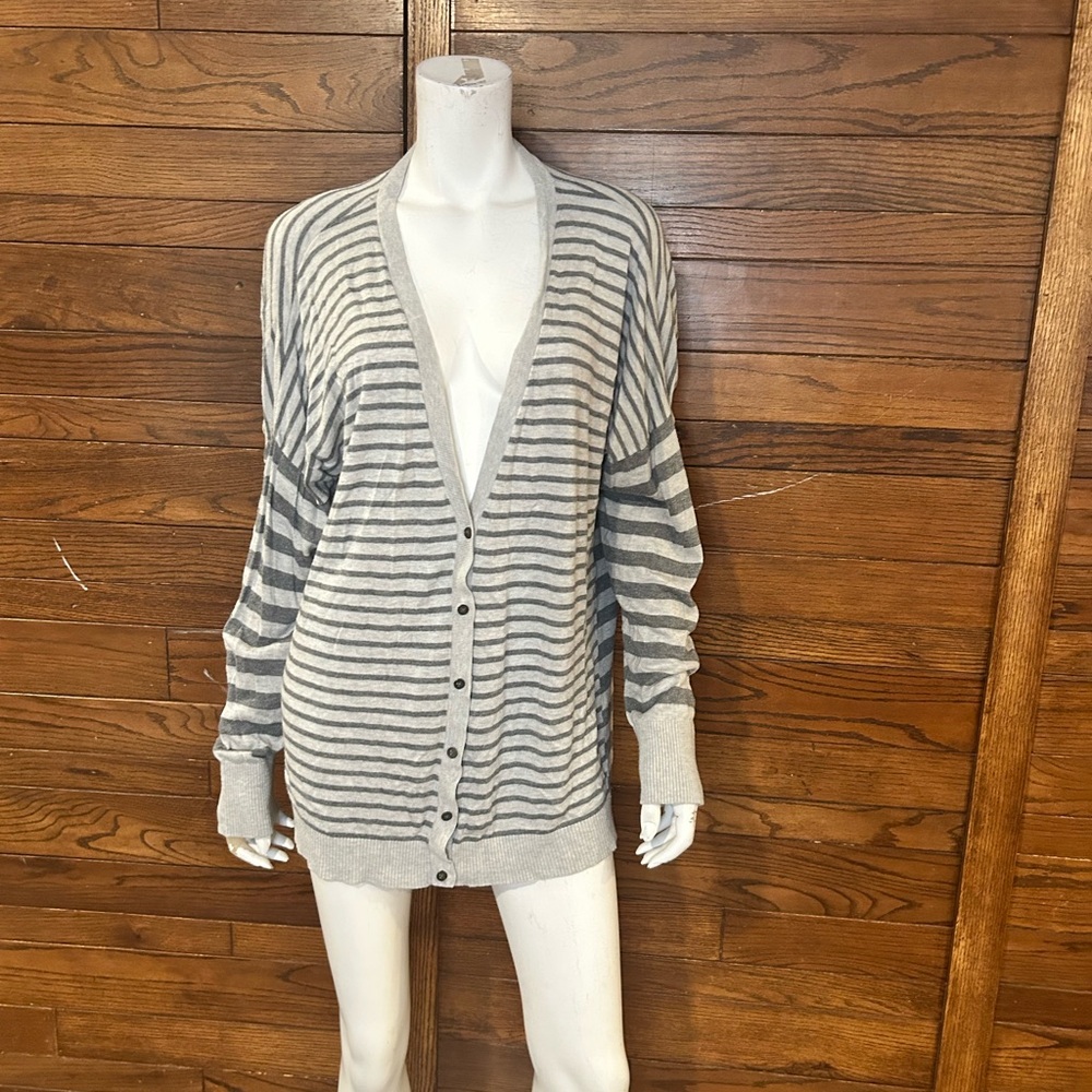 Pure Energy Gray Striped Cardigan
